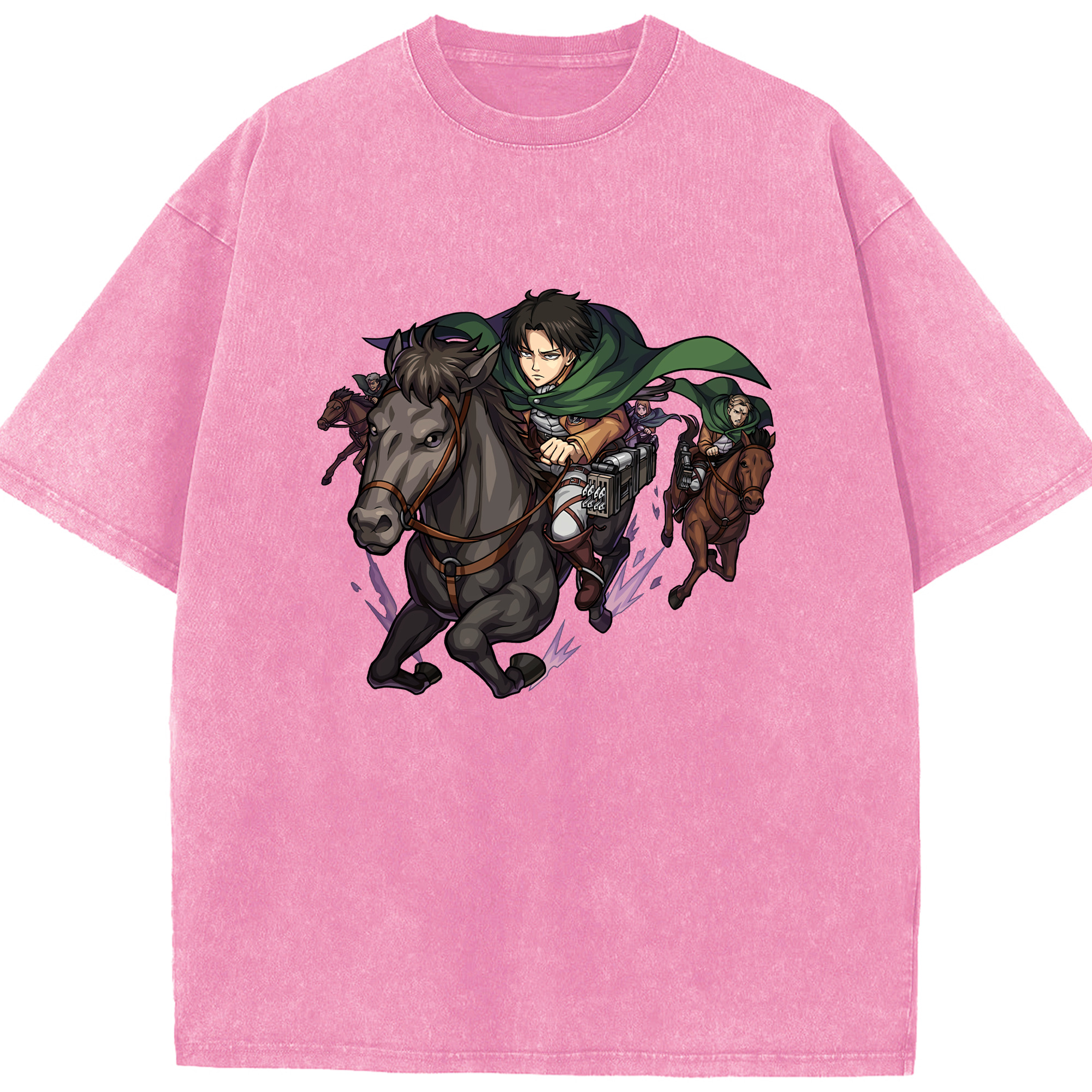 （画像用） 進撃の巨人 リヴァイ·アッカーマン Attack on Titan Levi Ackerman 綿100% ヴィンテージ風 半袖Tシャツ（フロントプリント）